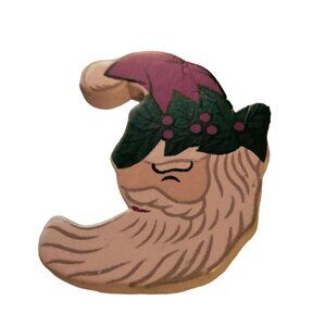 Victorian Santa Clause Button Cover Vintage Christmas wood